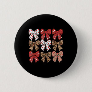 Badge Rond 5 Cm Cute Leopard Cheetah Print Coquette Bows Girl Ribb