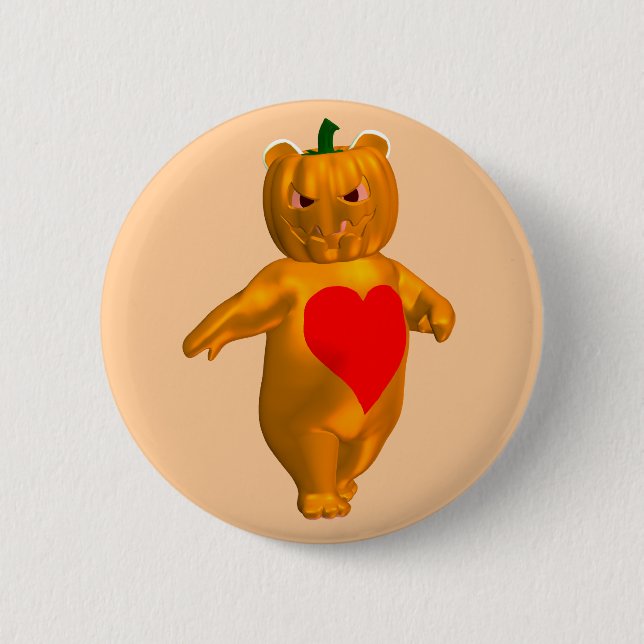 Badge Rond 5 Cm Cute Little Bear With Pumpkin Head (Devant)