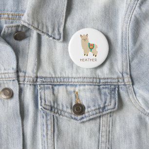 Badge Rond 5 Cm Cute Llama Personnalisé Enfants Nom Pin