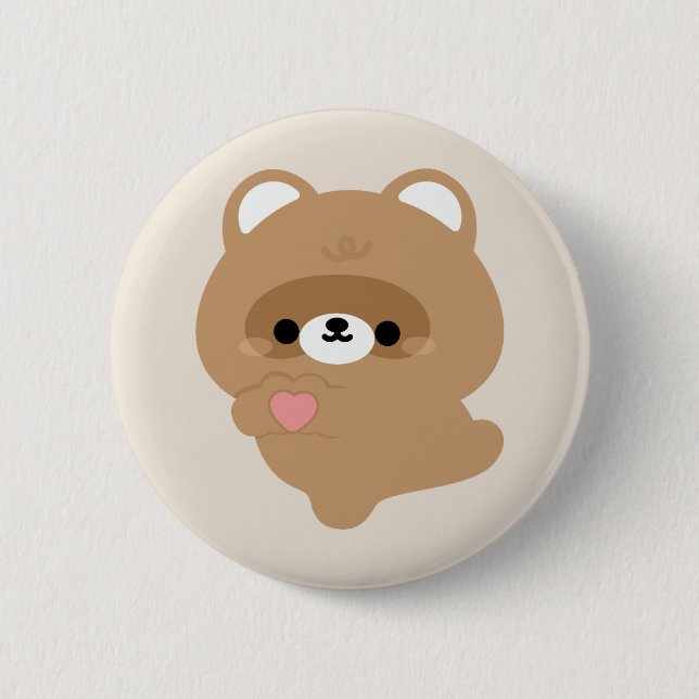 Badge Rond 5 Cm Cute Love Beaver (Devant)
