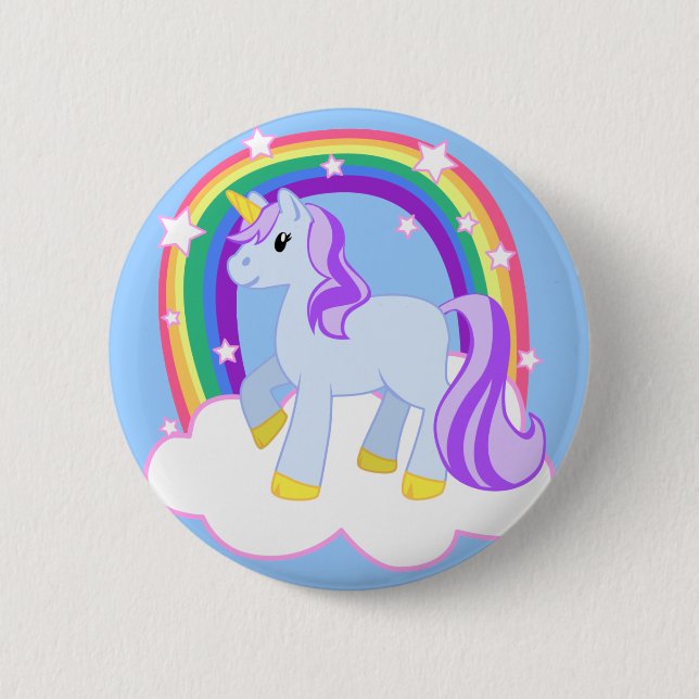 Badge Rond 5 Cm Cute Magical Unicorn avec arc-en-ciel (personnalis (Devant)