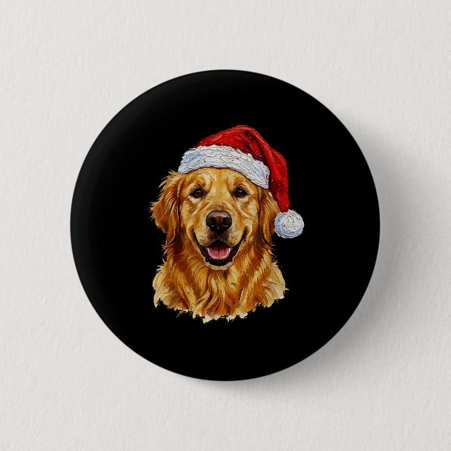 Badge Rond 5 Cm Cute Merry Christmas Golden Retriever Dog Christma (Devant)