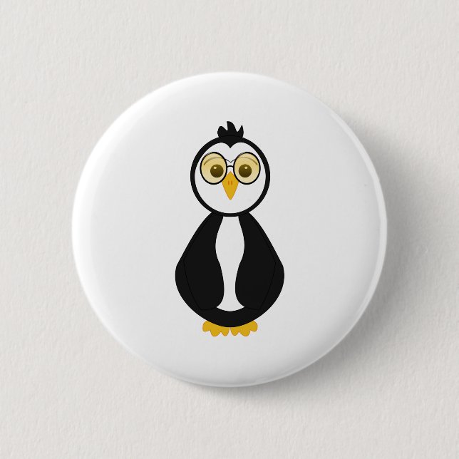 Badge Rond 5 Cm Cute Nerdy Penguin (Devant)
