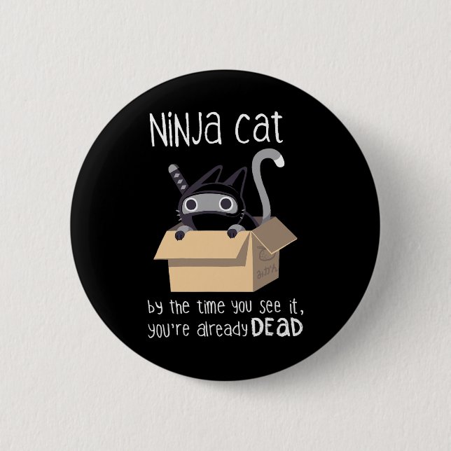 Badge Rond 5 Cm Cute Ninja Cat (Devant)