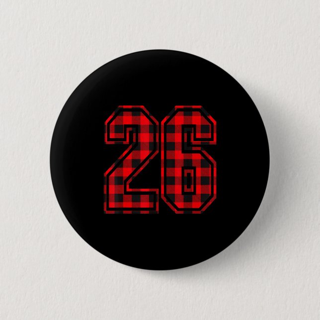 Badge Rond 5 Cm Cute Number 26 Christmas Red Plaid Pattern #26 Unf (Devant)