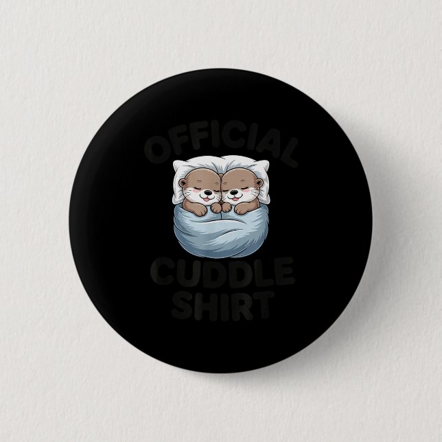 Badge Rond 5 Cm Cute Otter Couple Cozy Cuddle  (Devant)
