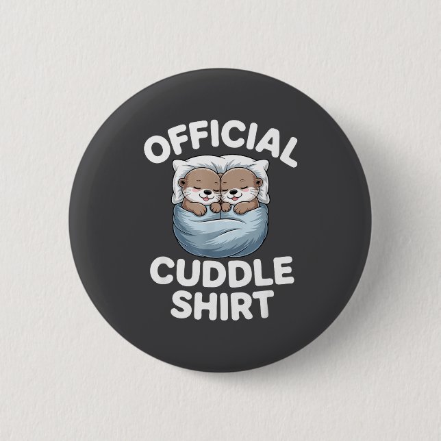 Badge Rond 5 Cm Cute Otter Couple Cozy Cuddle  (Devant)
