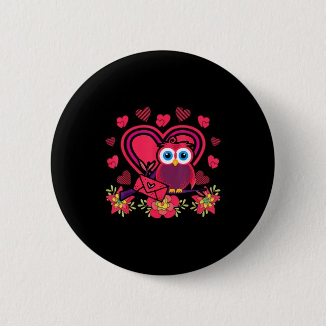 Badge Rond 5 Cm Cute Owl Valentines Day Gift Bird Owl  (Devant)