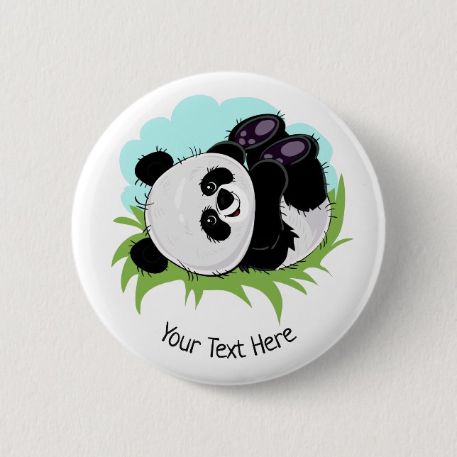 Badge Rond 5 Cm Cute Panda custom text button (Devant)