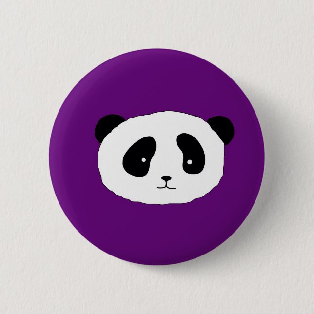 Badge Rond 5 Cm Cute Panda Face motif violet (Devant)