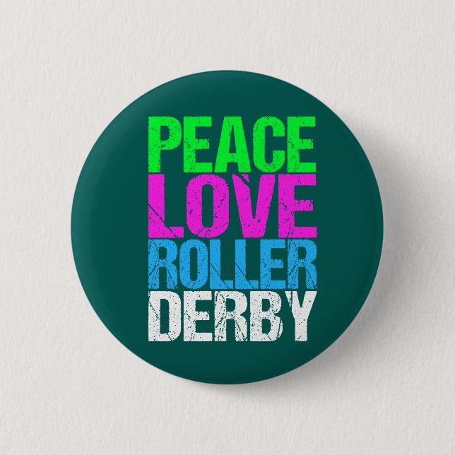 Badge Rond 5 Cm Cute Peace Love Roller Derby (Devant)
