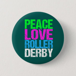 Badge Rond 5 Cm Cute Peace Love Roller Derby
