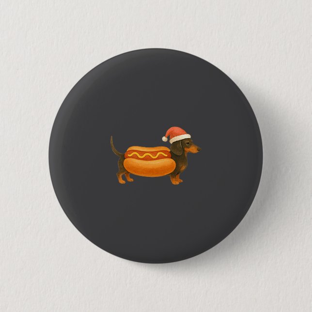 Badge Rond 5 Cm Cute Petite Christmas Funny Hot Dog Dachshund Prem (Devant)