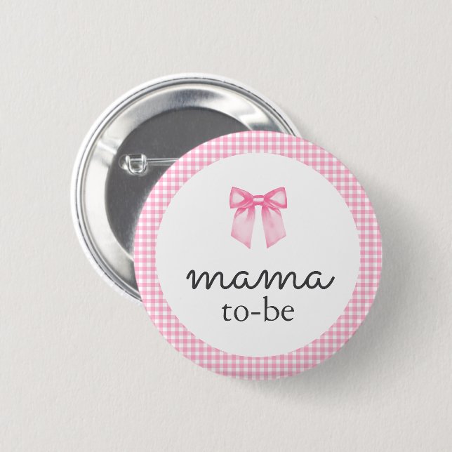 Badge Rond 5 Cm Cute Pink Bow Mama To Be (Devant & derrière)
