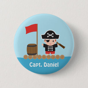 Badge Rond 5 Cm Cute Pirate Capitaine Ocean Raft Boy
