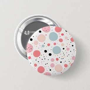 Badge Rond 5 Cm Cute polka point spot motif blanc