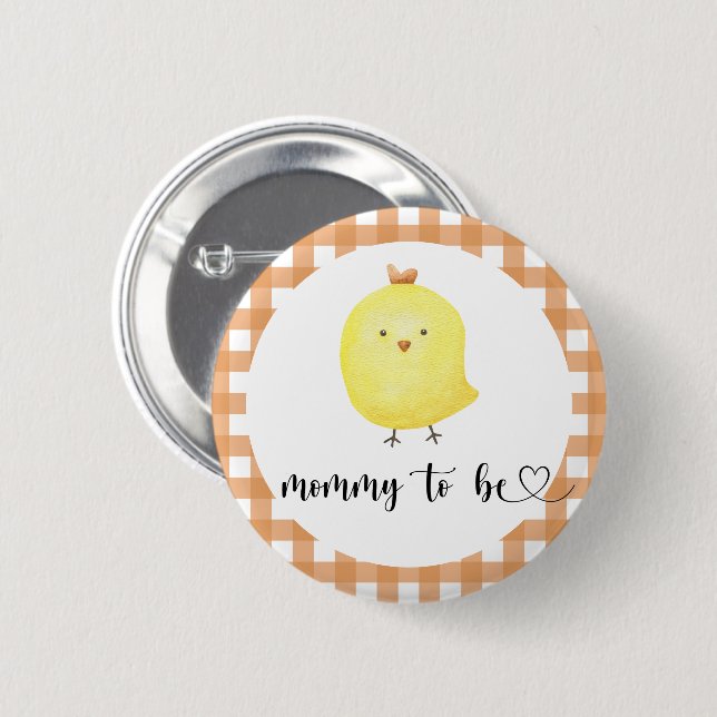 Badge Rond 5 Cm Cute poulet - maman est Baby shower (Devant & derrière)