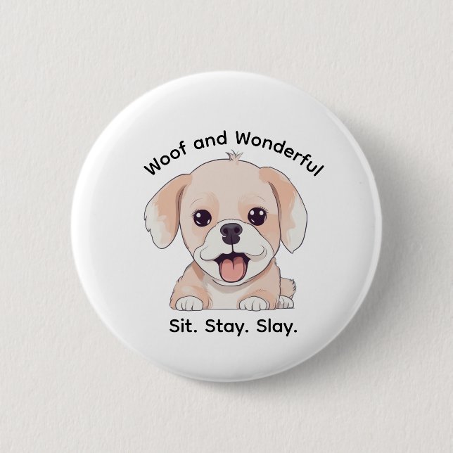 Badge Rond 5 Cm Cute Puppy Lovers Stylish Dog Mom Button (Devant)