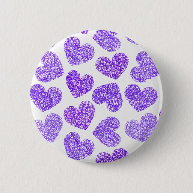 Badge Rond 5 Cm Cute Purple Doodled Heart Valentine's Day Motif (Devant)