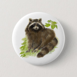 Badge Rond 5 Cm Cute Raccoon Nature