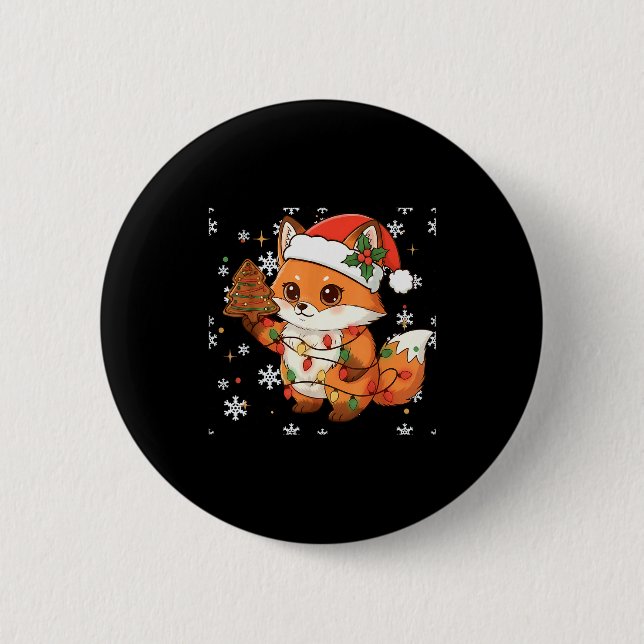 Badge Rond 5 Cm Cute Racoon Lights Tree Cake Funny Xmas Merry Chri (Devant)