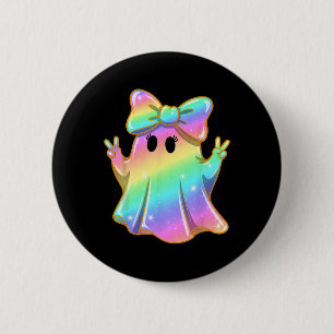 Badge Rond 5 Cm Cute Rainbow Ghost Paix Amusante Halloween Enfants