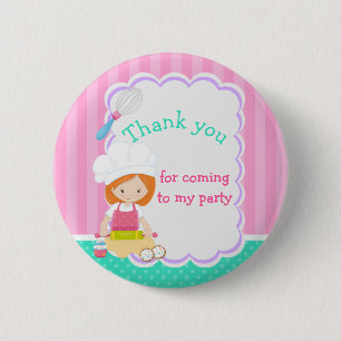 Badge Rond 5 Cm Cute Red Hair Girl Baking Anniversaire