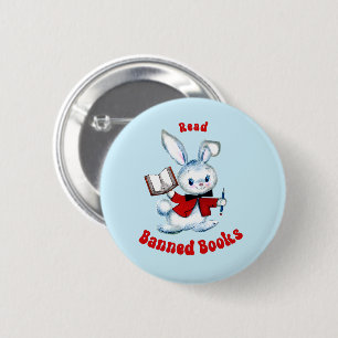 Badge Rond 5 Cm Cute Retro Bunny - Lire Livres Interdits