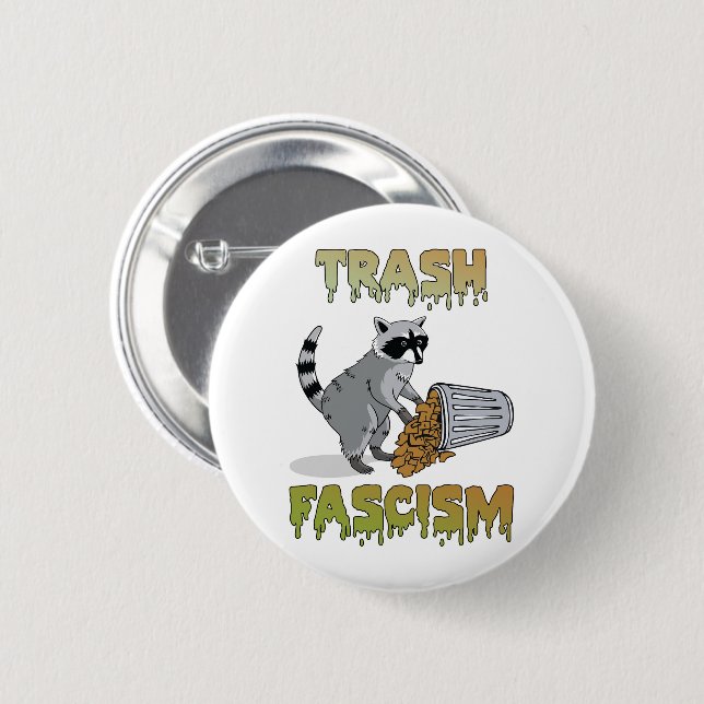 Badge Rond 5 Cm Cute Retro Raccoon - Trash Fascisme (Devant & derrière)