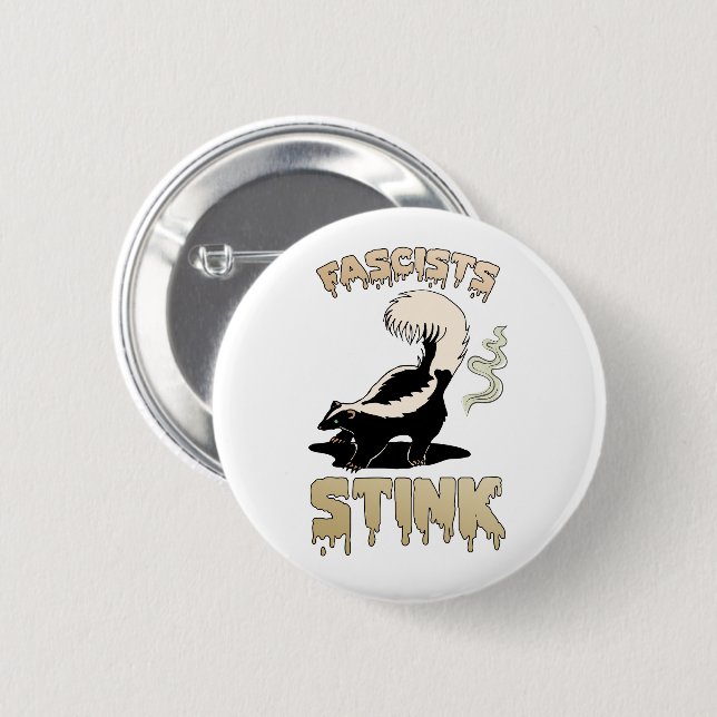 Badge Rond 5 Cm Cute Retro Skunk - Fascistes Stink (Devant & derrière)