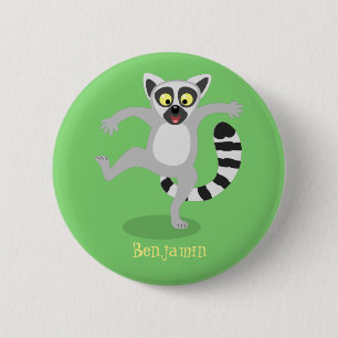 Badge Rond 5 Cm Cute ring tail lemur dancing cartoon illustration