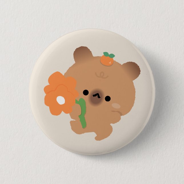 Badge Rond 5 Cm Cute Romantic Capybara (Devant)