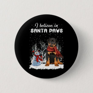 Badge Rond 5 Cm Cute Rottweiler Chien Noël Snowman Noël Pa