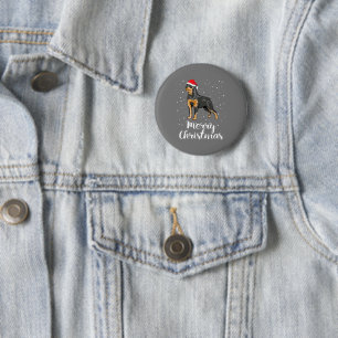 Badge Rond 5 Cm Cute Rottweiler Santa Hat Joyeux costume de Noël