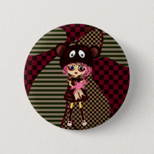 Badge Rond 5 Cm Cute Sad Kawaii Girl PinkyP par LeahG