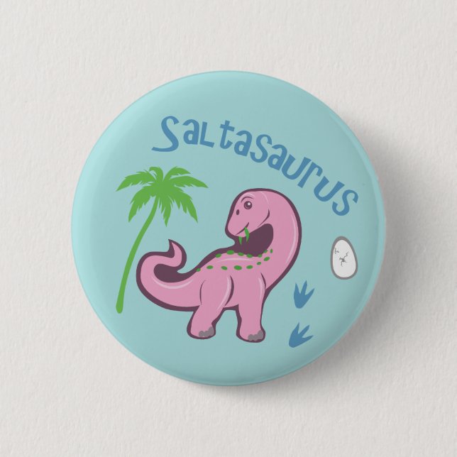 Badge Rond 5 Cm Cute Saltasaurus (Devant)