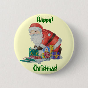 Badge Rond 5 Cm Cute santa wrapping toys gifts christmas