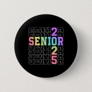 Badge Rond 5 Cm Cute Senior Cl De 2025 À damiers Senior 25 Graduat