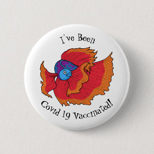 Badge Rond 5 Cm Cute Siamese combat poisson betta dessin