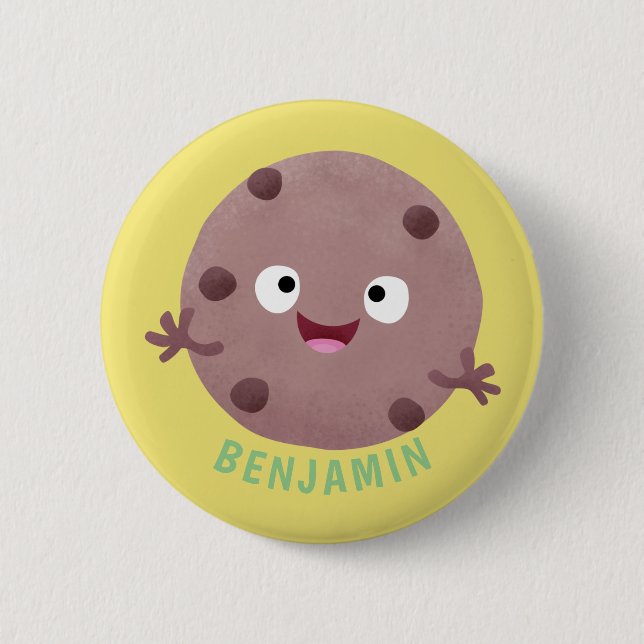 Badge Rond 5 Cm Cute smart chocolate chip cookie cartoon (Devant)