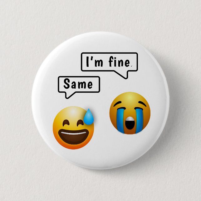 Badge Rond 5 Cm Cute Smiley Face Emoji Button (Devant)