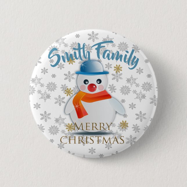 Badge Rond 5 Cm Cute Snowman (Devant)