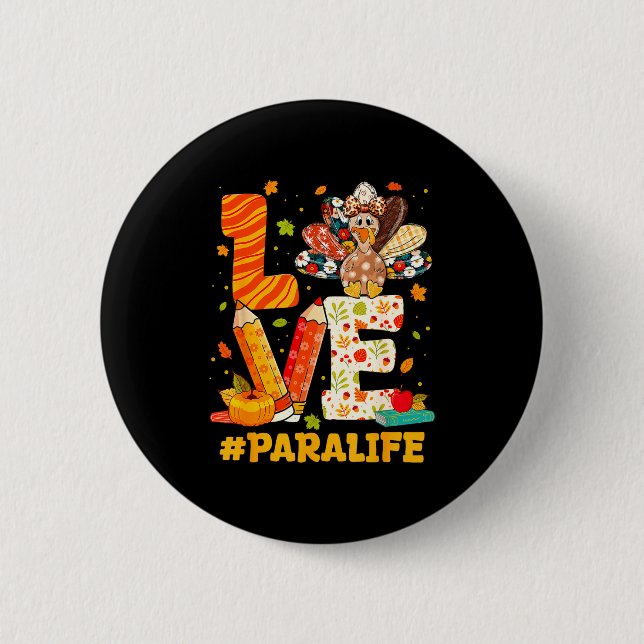 Badge Rond 5 Cm Cute Thanksgiving Love Para Teacher Turkey Autumn  (Devant)