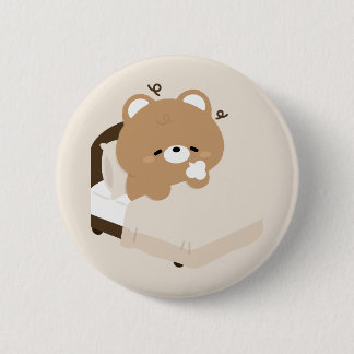 Badge Rond 5 Cm Cute Tired Brown Bear