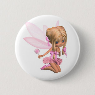 Badge Rond 5 Cm Cute Toon Ballerina Fée en rose