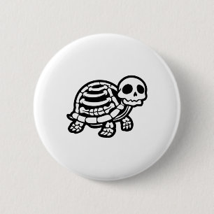 Badge Rond 5 Cm Cute Tortue Halloween Squelette Tortue Fossiles Ar