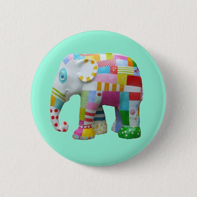 Badge Rond 5 Cm Cute toy retro elephant whimsical colourful (Devant)