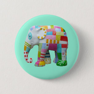 Badge Rond 5 Cm Cute toy retro elephant whimsical colourful