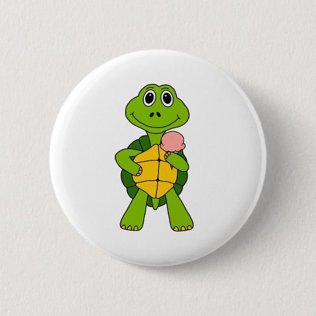 Badge Rond 5 Cm Cute Turtle Manger Ice Cream Cartoon (Devant)