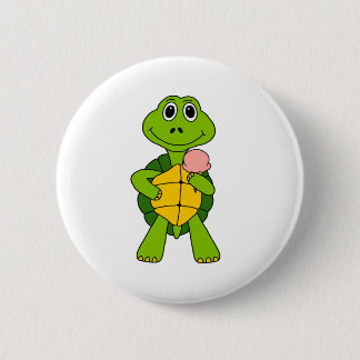 Badge Rond 5 Cm Cute Turtle Manger Ice Cream Cartoon